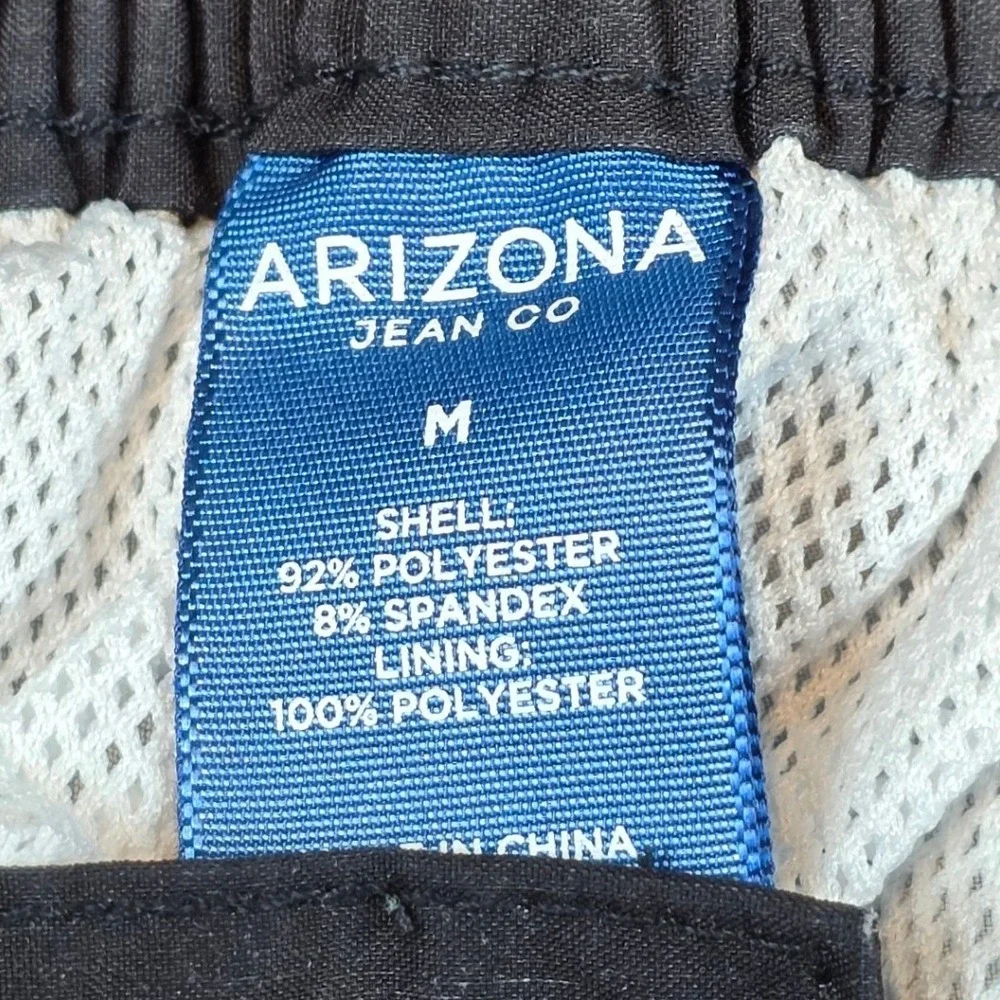 Arizona Jean Co Mens Black White Palm Tree Board Shorts Medium Swim Trunks
